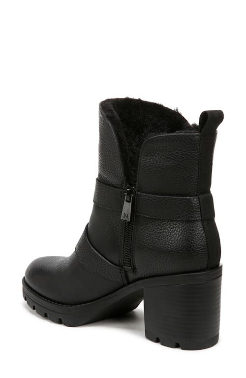 Naturalizer Verney Water Repellent Faux Fur Lined Platform Moto Bootie In Black