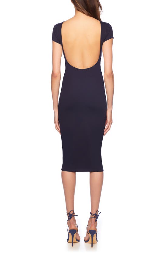 Shop Susana Monaco Short Sleeve Open Back Body-con Midi Dress In Midnight