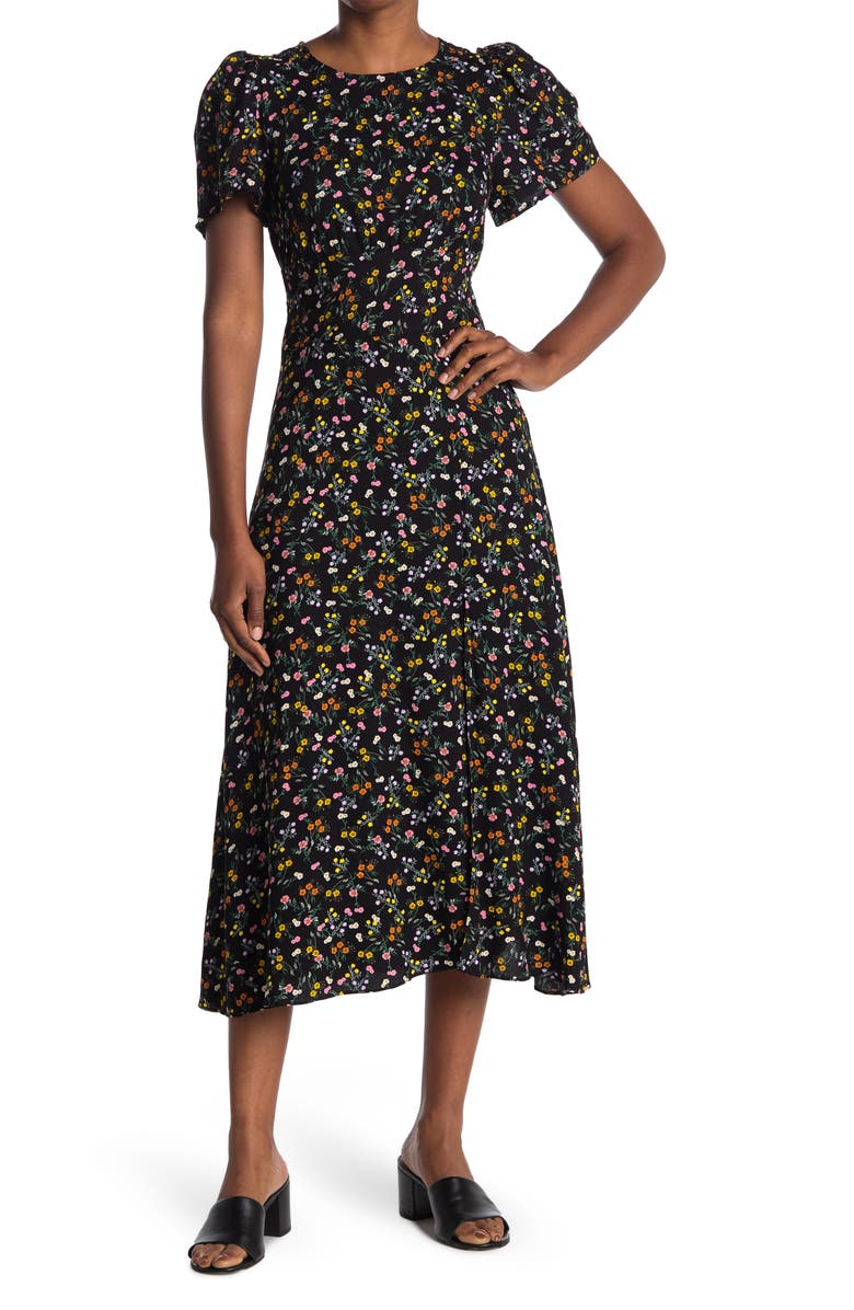 AFRM Jamie Print Open Back Short Sleeve Dress, Main, color, 089