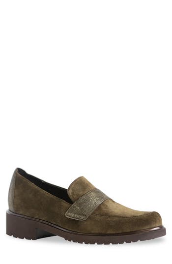 Shop Munro Geena Loafer In Herb Suede