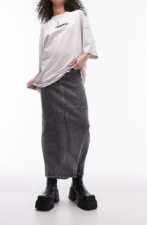 Acid Wash Rib Jersey Skirt in Grey