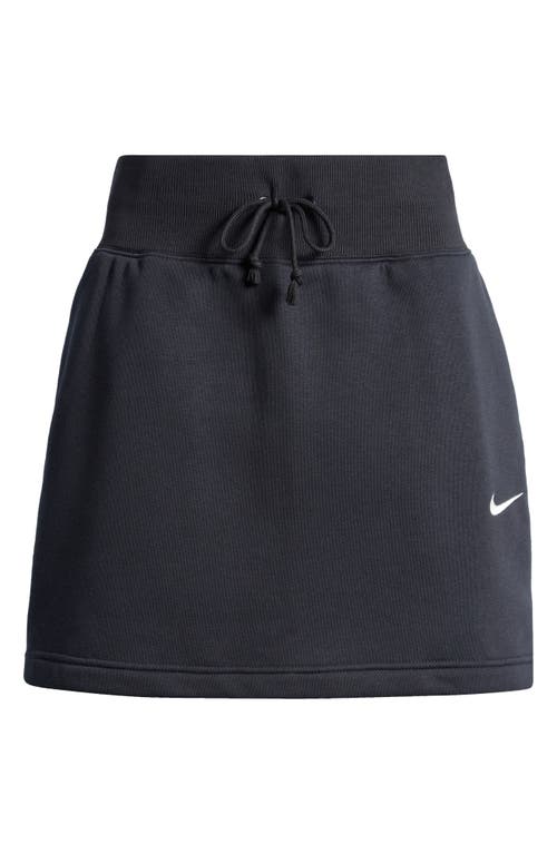 Shop Nike Phoenix High Waist Fleece Miniskirt In Black/sail