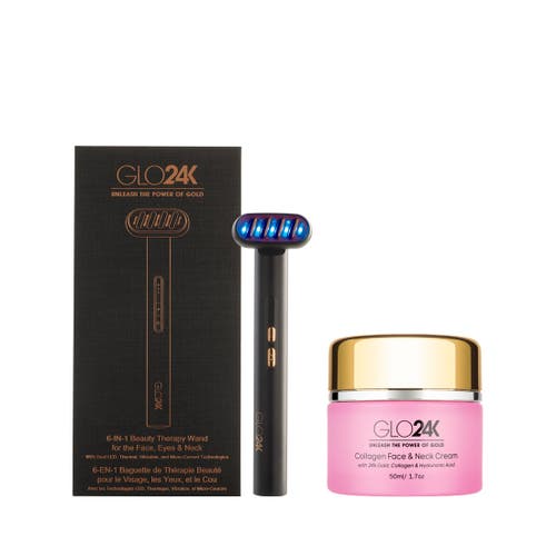 Glo24k Unleash The Power Of Gold 6-in-1 Beauty Therapy Wand For The Face, Eyes & Neck And 24k Collag In Na