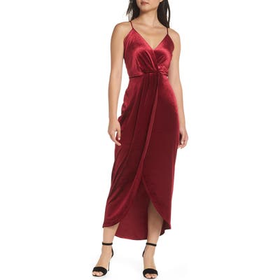 Fraiche By J Velvet Maxi Dress, Burgundy
