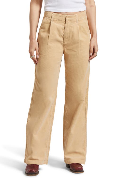 Brixton Ludlow High Waist Corduroy Pants In Oat Milk
