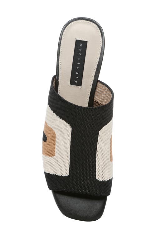 Sanctuary Rumble Womens Leather Slip On Heel Sandals In Black/milk/tan