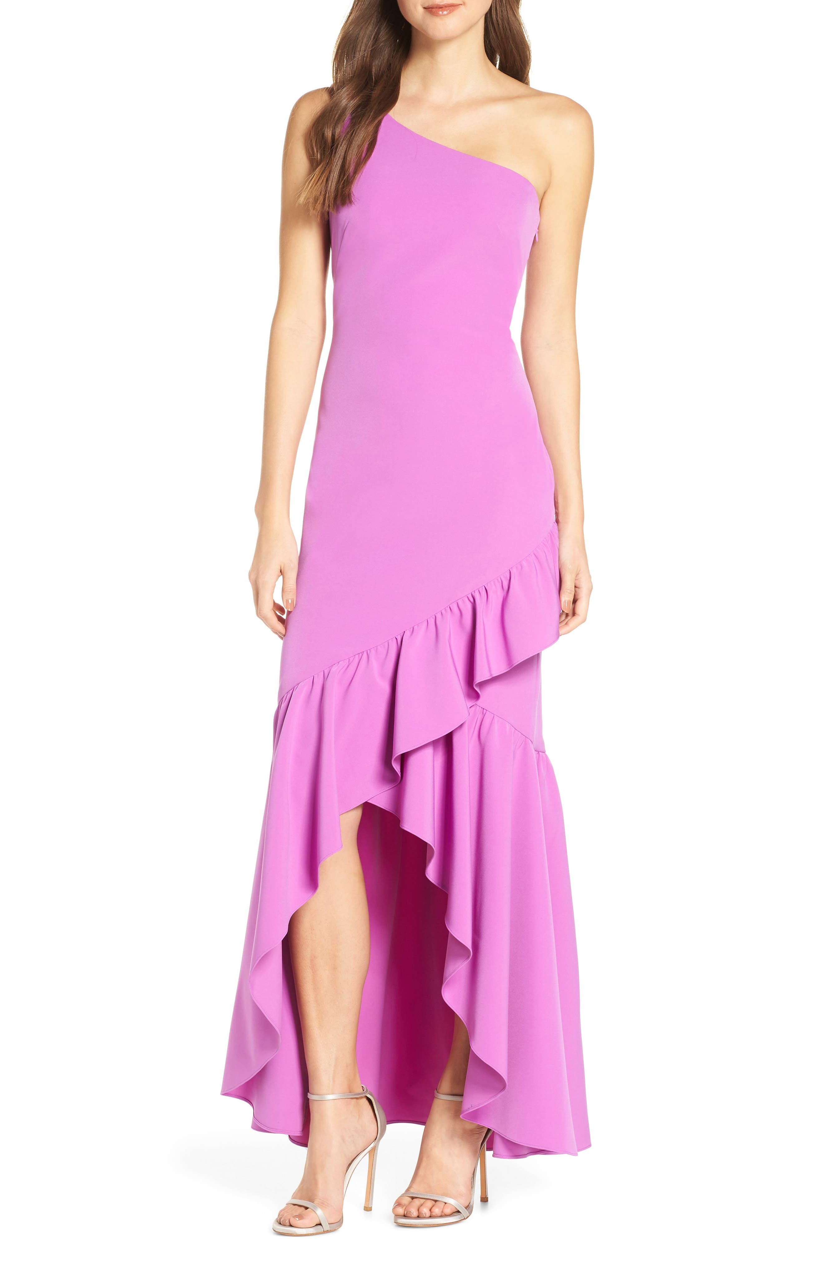 vince camuto one shoulder ruffle dress