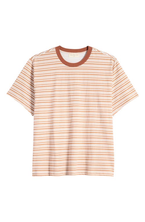 Shop Museum Of Peace And Quiet Museum Of Peace & Quiet Wordmark Stripe Cotton T-shirt In Coral