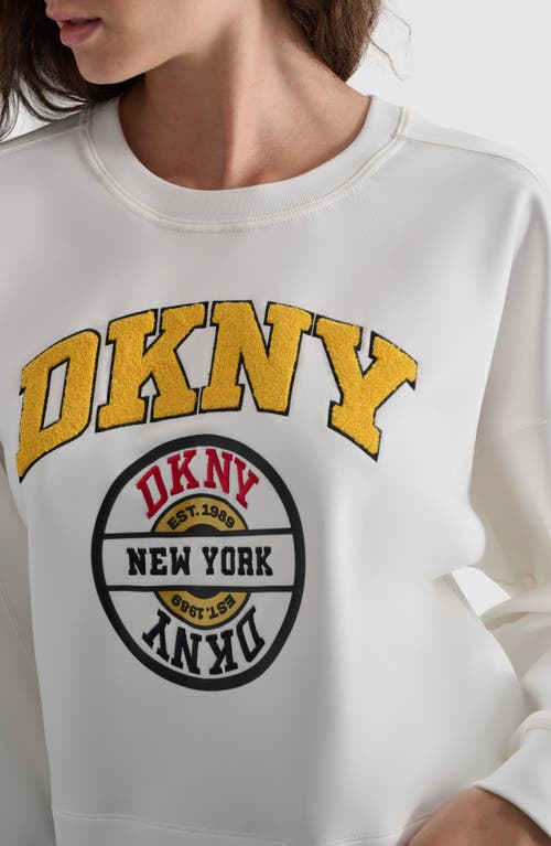 Shop Dkny Varsity Graphic Sweatshirt In Ivory/red Light