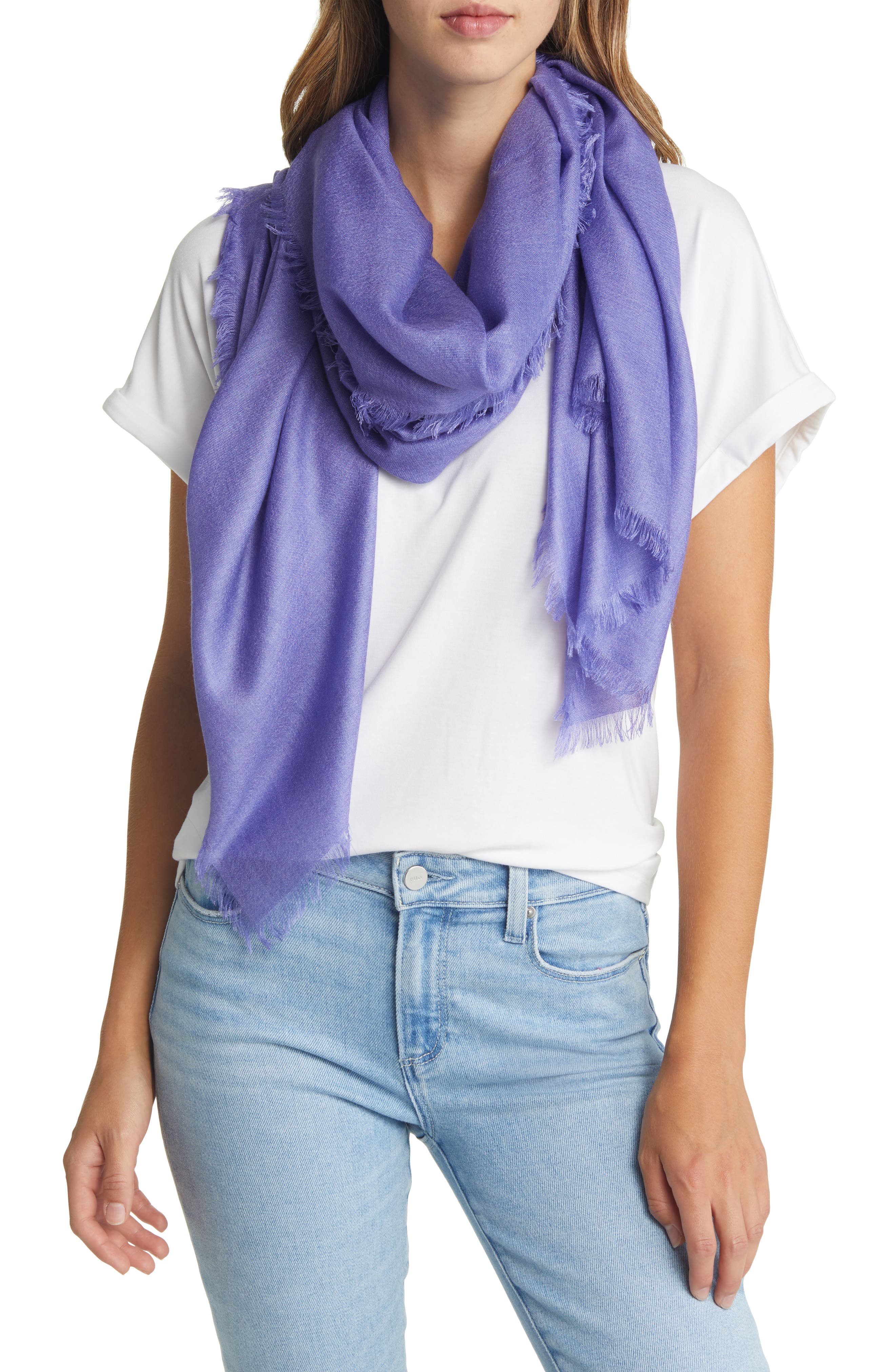 a purple scarf