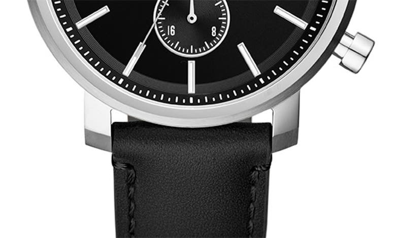 Fossil Rhett Leather Strap Watch, 42mm In Silver