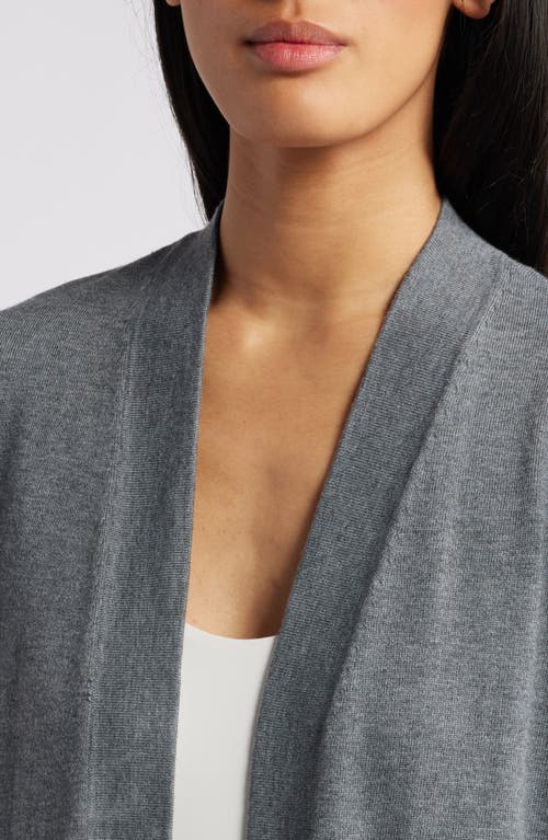 Shop Anne Klein Malibu Open Front Cardigan In Graphite Heather Grey