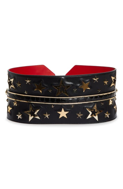 Christian Louboutin Giddy Star Embellished Wide Leather Belt In Black/black