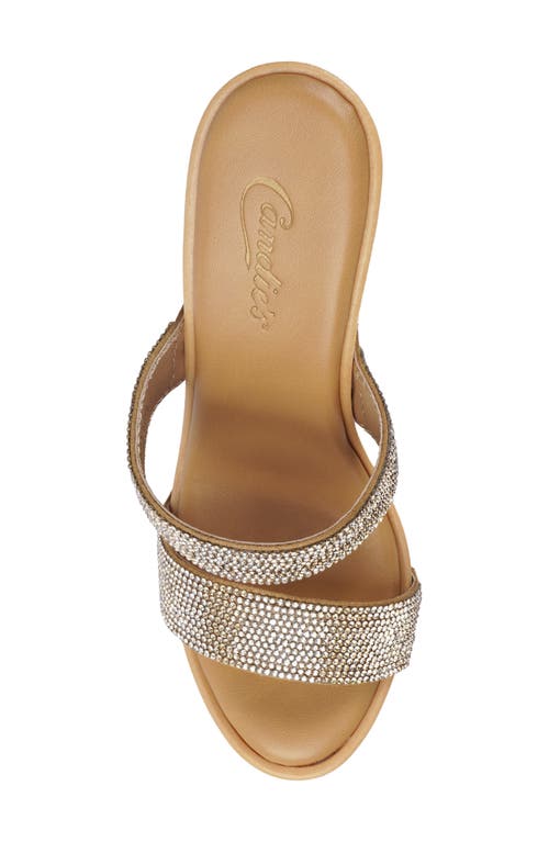 Candies Candie's Genesys Platform Slide Sandal In Dark Tan Sequin