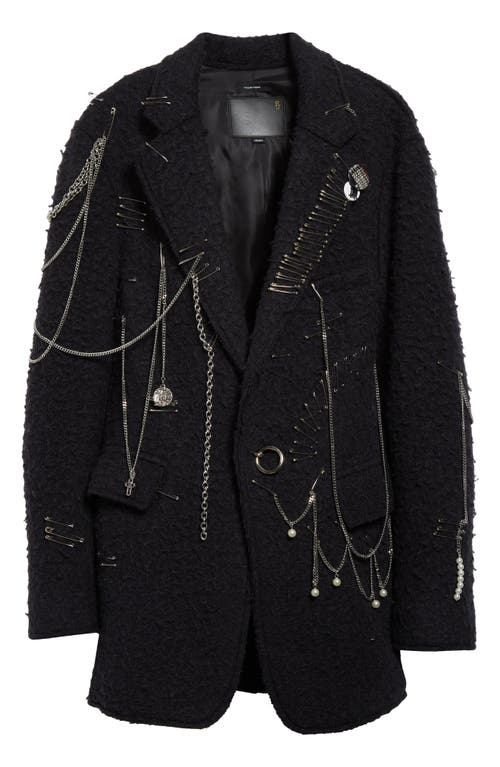 Shop R13 Pincushion Virgin Wool Bouclé Blazer In Black