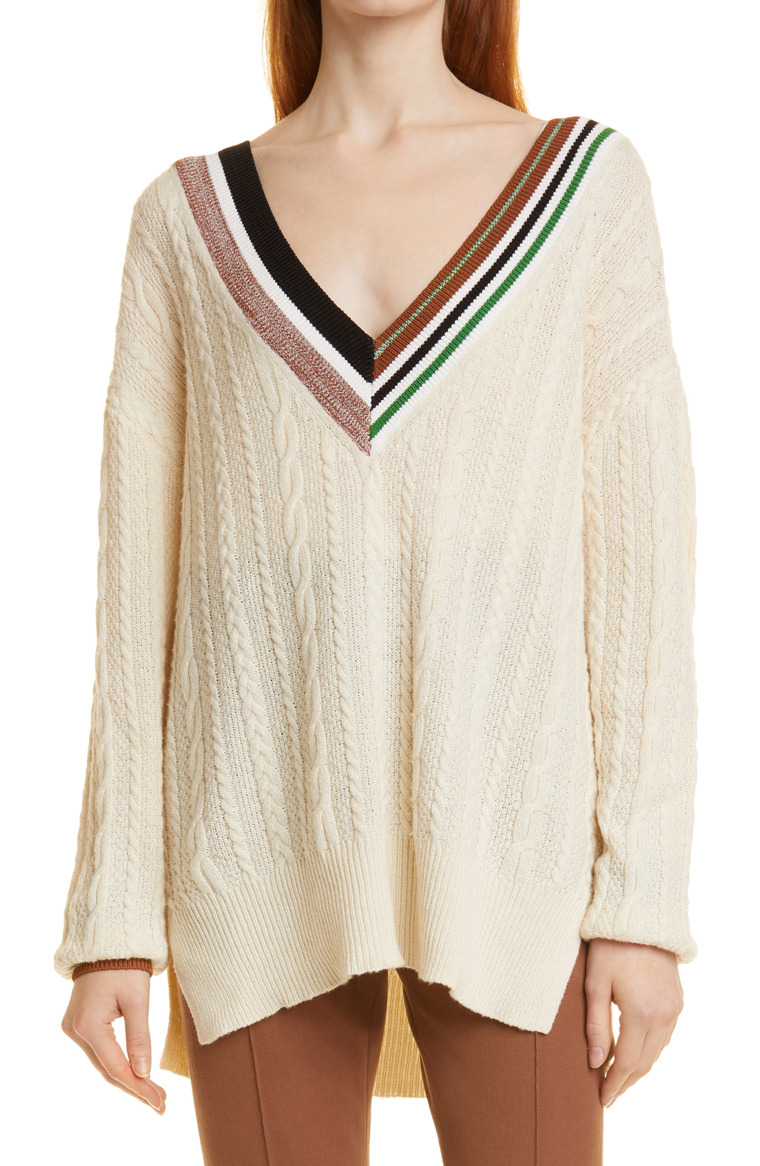 Veronica Beard Raj Striped Wool Polo Sweater