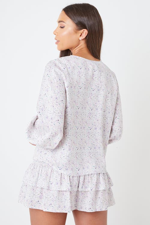 Shop Creea The Label Long Sleeve Floral Print Blouse In Lilac