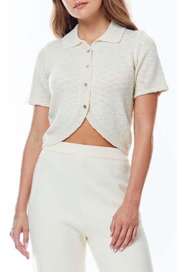 By Design Arizona Short Sleeve Crop Cardigan In Antique White