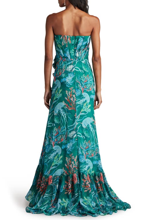 Shop Tadashi Shoji Undersea Print Stapless Gown In Bamboo