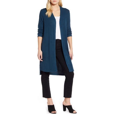 Bobeau Ribbed Cardigan, Blue