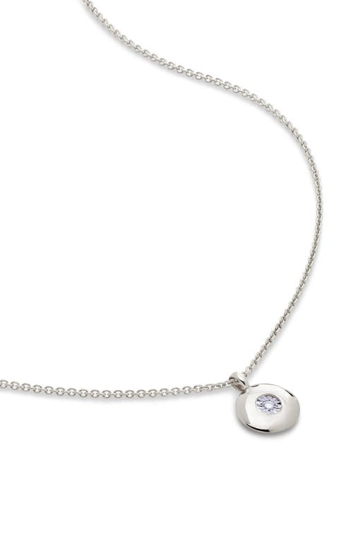 April Birthstone Diamond Pendant Necklace in Sterling Silver