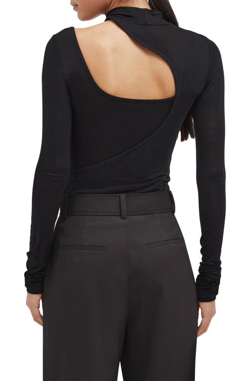 Marcella Soho Cutout Mock Neck Top In Black