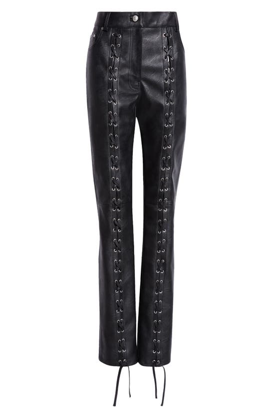 Shop Stella Mccartney Slim Fit Lace-up Faux Leather Pants In Black