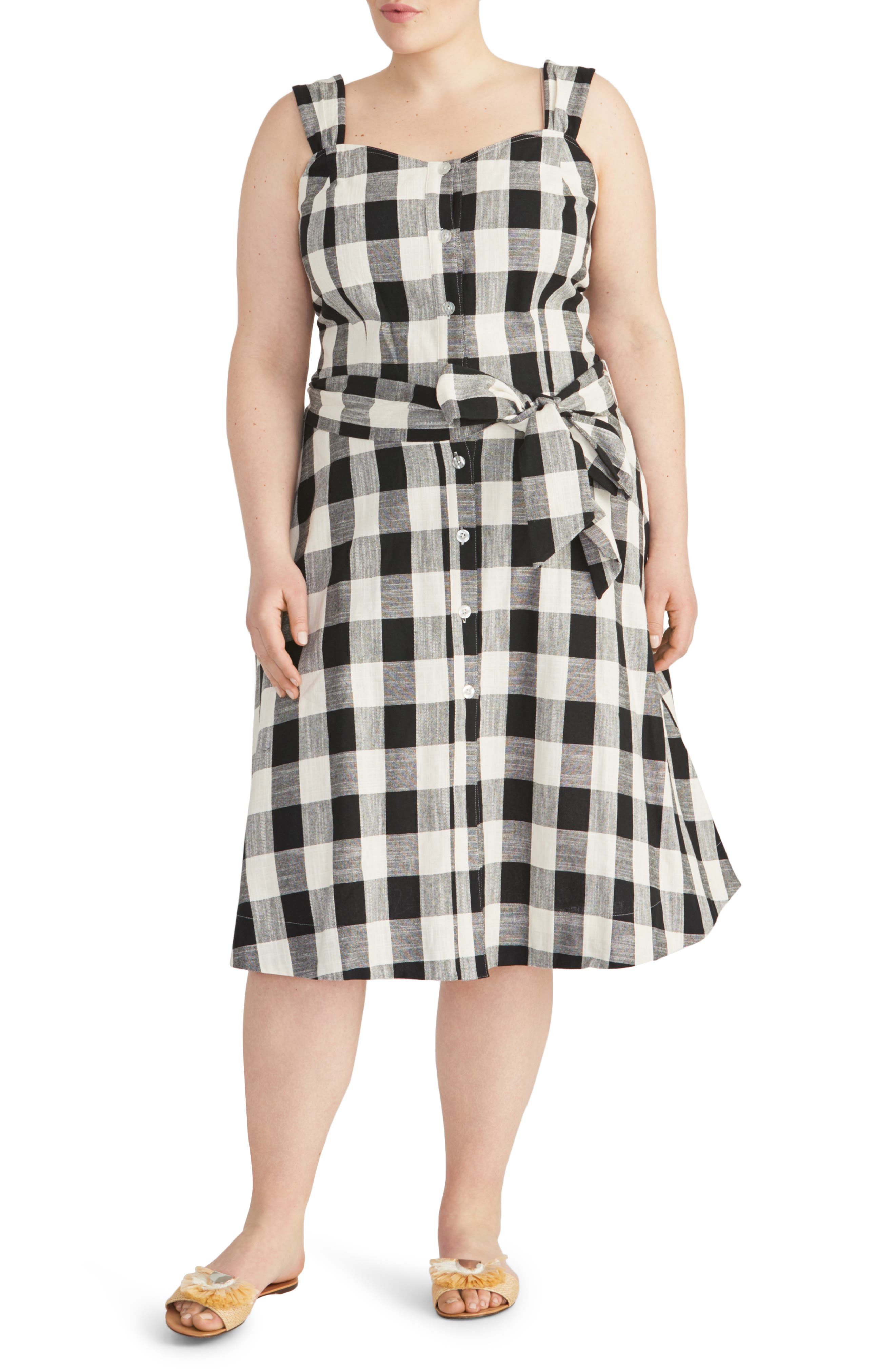 Plus Size Rachel Roy Collection Check Print Sundress, Ivory