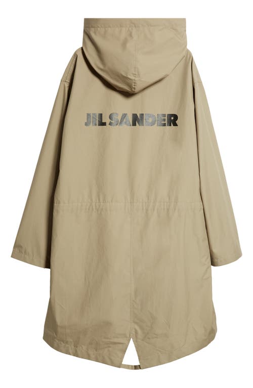 Shop Jil Sander Logo Cotton Poplin Parka In Slate Green