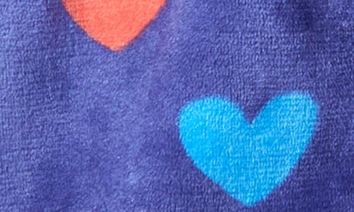 Shop Hatley Kids' Heart Print Hooded Fleece Robe In Royal Blue