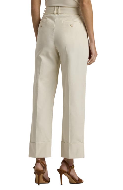 Shop Lauren Ralph Lauren Double Faced Stretch Cotton Ankle Pants In Mascarpone Cream