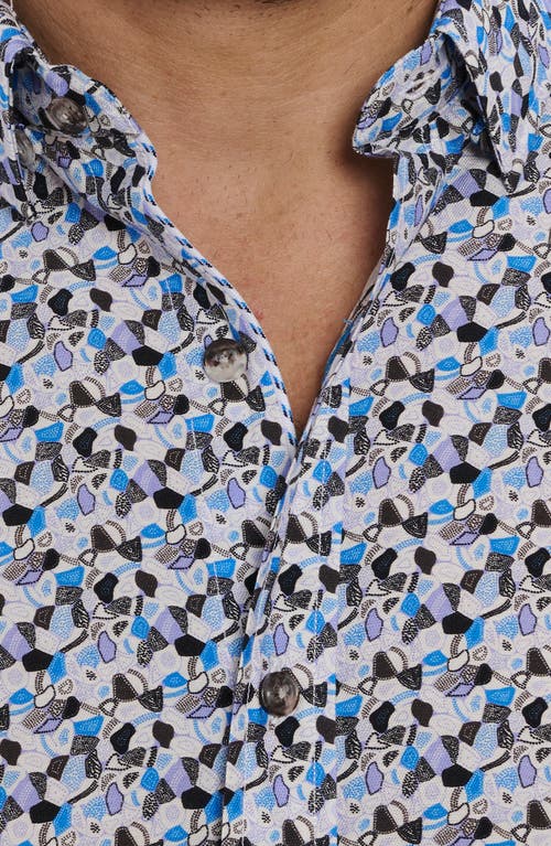 Shop Robert Graham Vance Abstract Print Short Sleeve Button-up Shirt In Blue