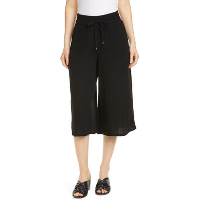 Petite Eileen Fisher Organic Cotton Culottes, Black