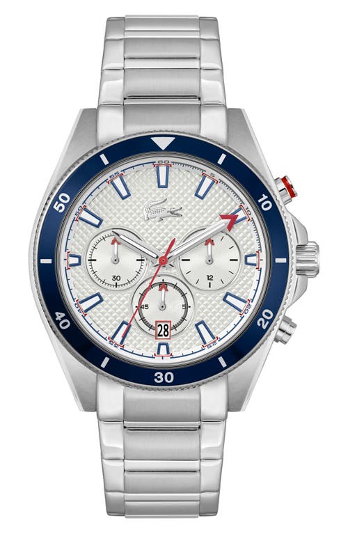 Shop Lacoste Mainsail Chronograph Bracelet Watch, 43mm In White