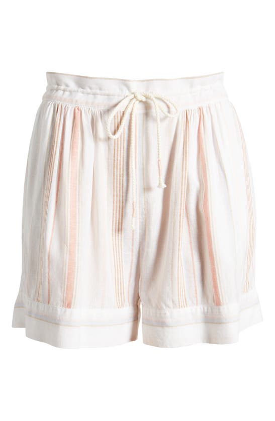 Shop Caslon (r) Stripe Linen Blend Drawstring Shorts In White- Tan Taylor Stripe
