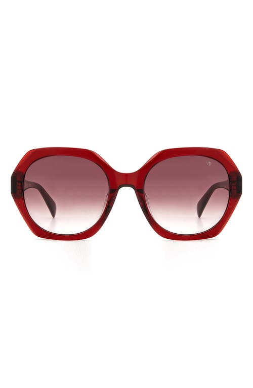 Shop Rag & Bone 55mm Gradient Round Sunglasses In Burgundy/burgundy Shaded