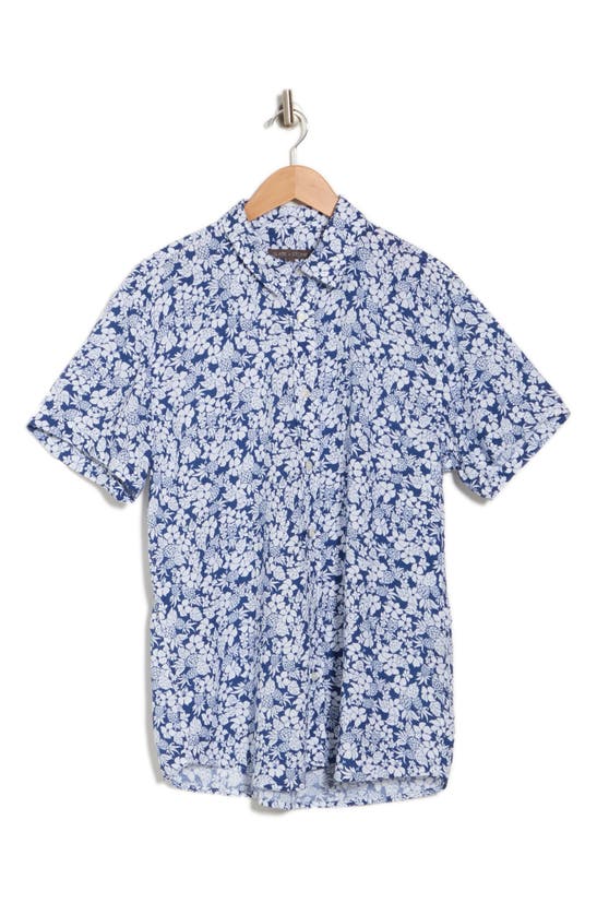 Slate & Stone Floral Print Short Sleeve Shirt In Navy Flower