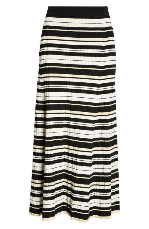 Shop Ganni Futute Rib Stripe Midi Skirt In Ivory Multicolour