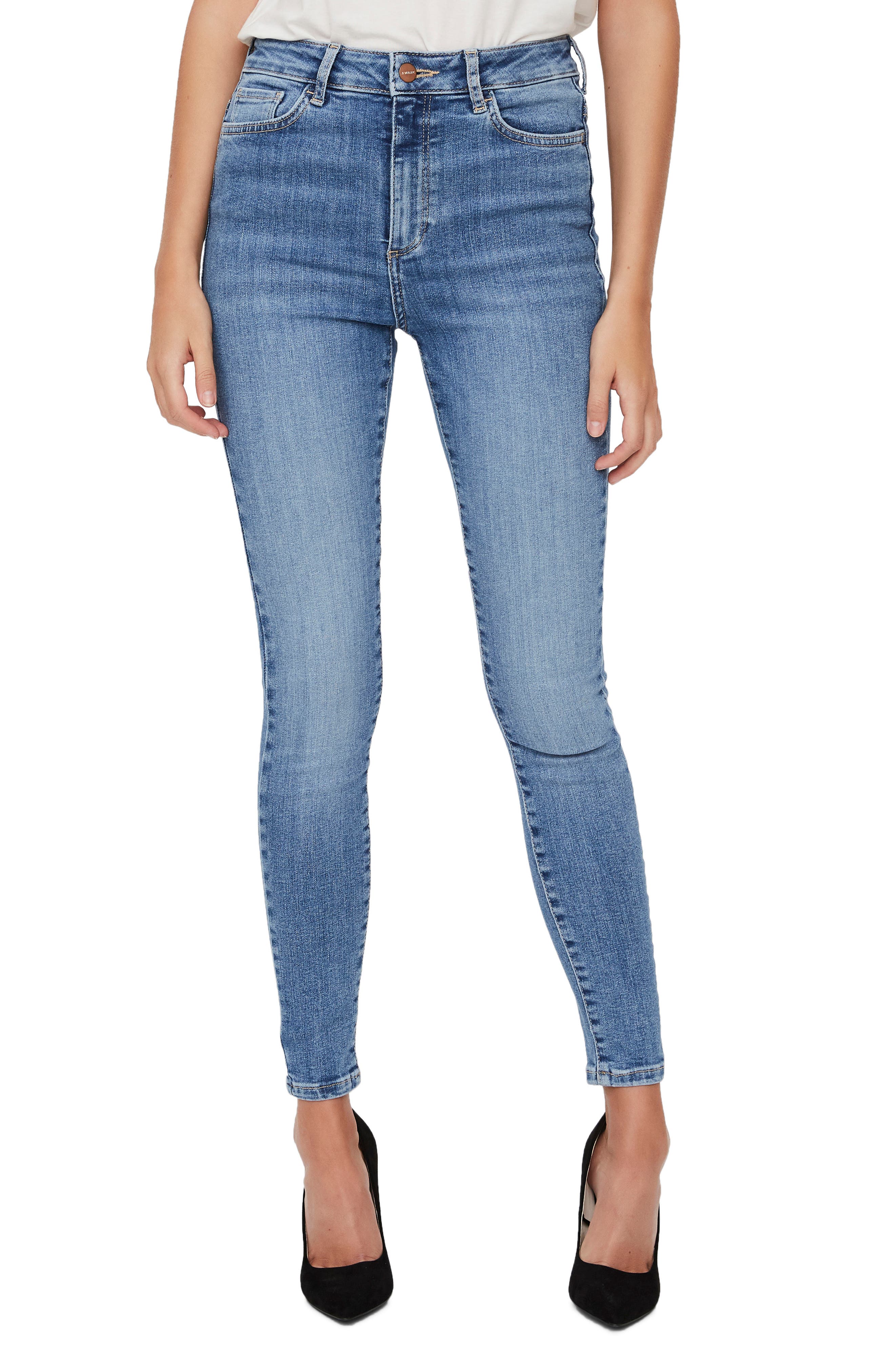 Vero Moda Sophia High Waist Skinny Jeans In Light Blue Denim