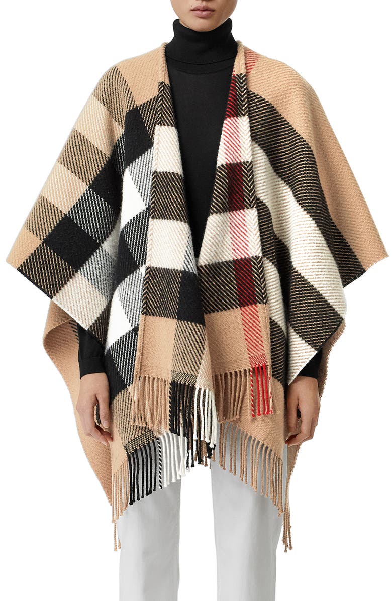 Burberry Mega Check Wool & Cashmere Cape | Nordstrom