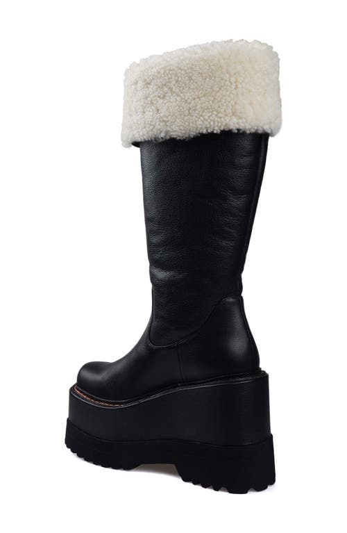 Ziginy Flor Faux Fur Trim Platform Boot In Black