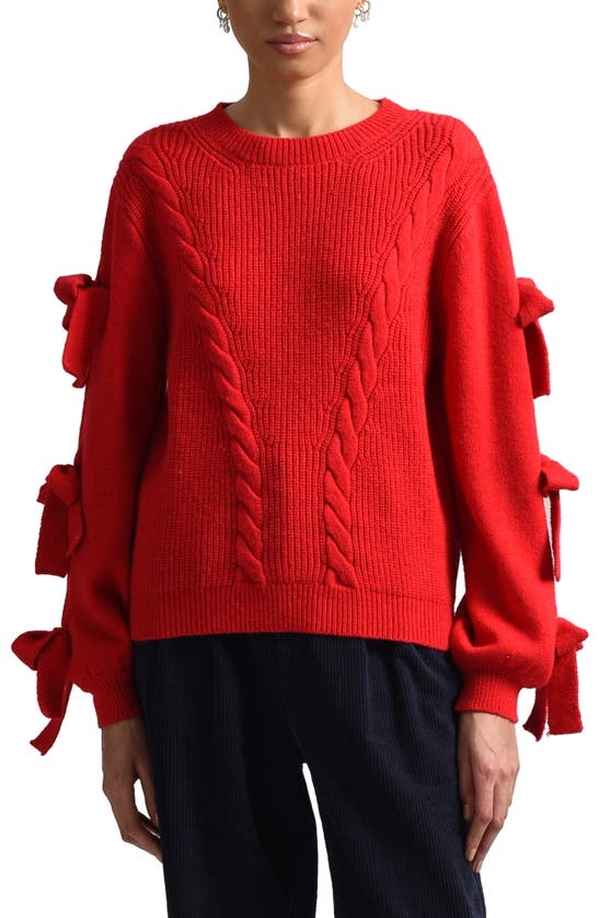 Molly Bracken Bow Sleeve Sweater In Red
