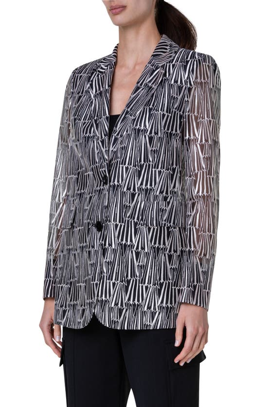Akris Tonio Silk Jacket In Black-ecru