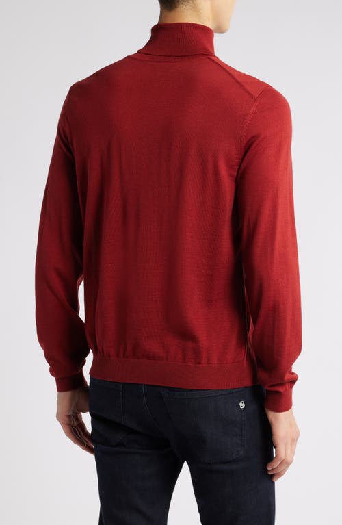 Shop Hugo Boss Boss Musso Virgin Wool Turtleneck Sweater In Medium Red