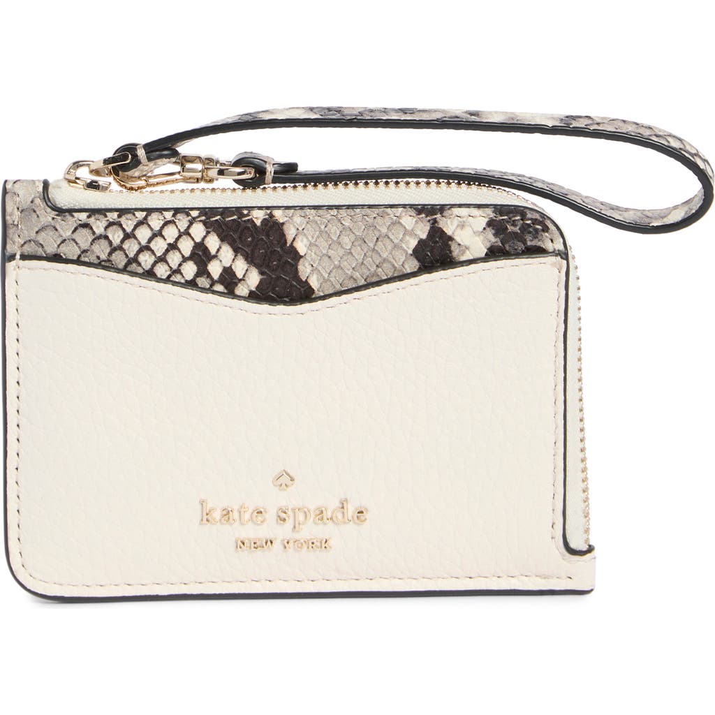 Kate Spade New York Python Embossed Leather Wristlet Card Case In Neutral