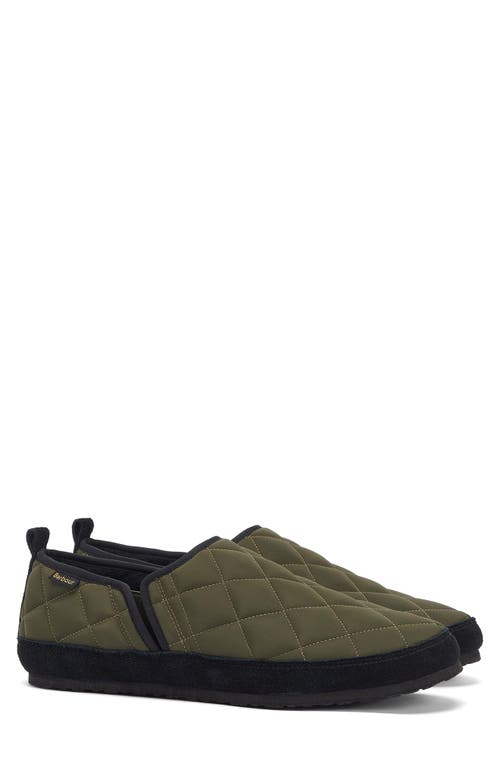 Shop Barbour Hall Quilted Slipper In Olive Green