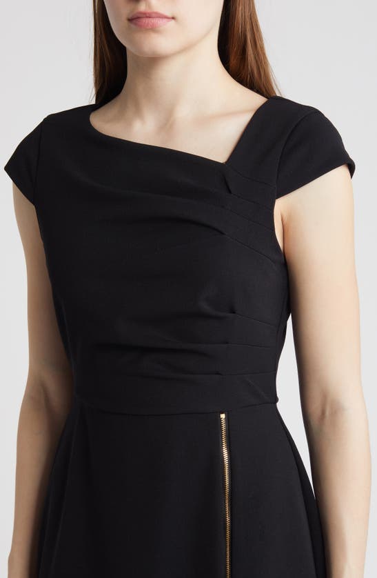 Shop Tahari Asl Ruched Midi Sheath Dress In Black