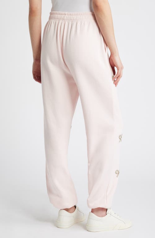 Loveshackfancy Lillia Crystal Bow Sweatpants In Icicle Pink