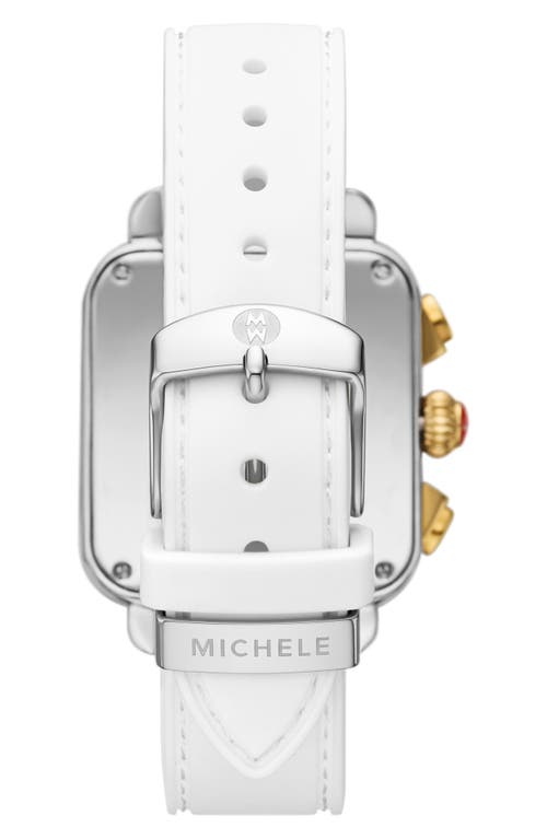 Shop Michele Deco Sport Chronograph Silicone Strap Watch, 36mm In Two Tone