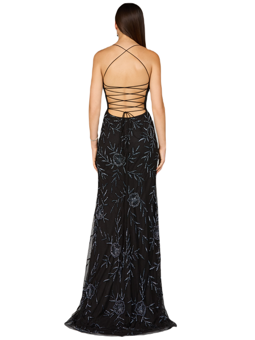 Lara New York Corset Dress With Straps In Black/gunmetal